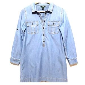 J Crew Long Denim Tunic Popover Size Medium Top